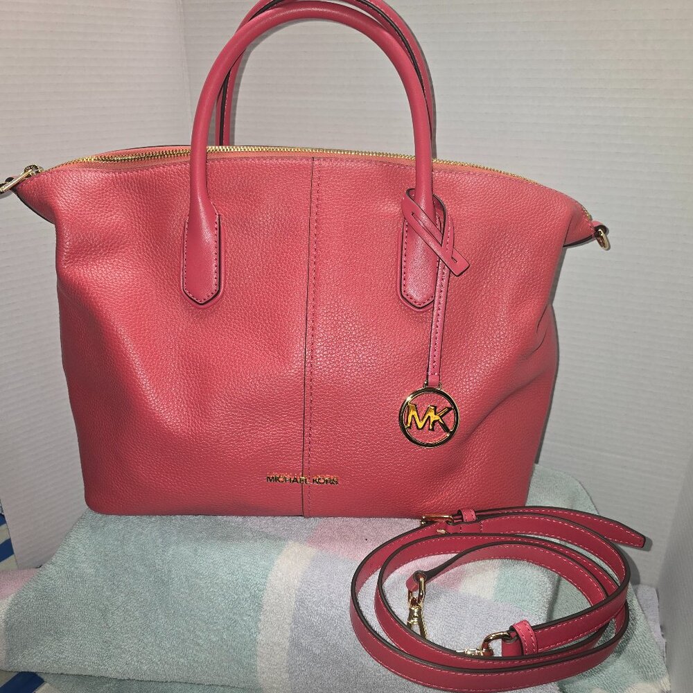 Michael Kors Hyde Large Pebbled Leather Satchel